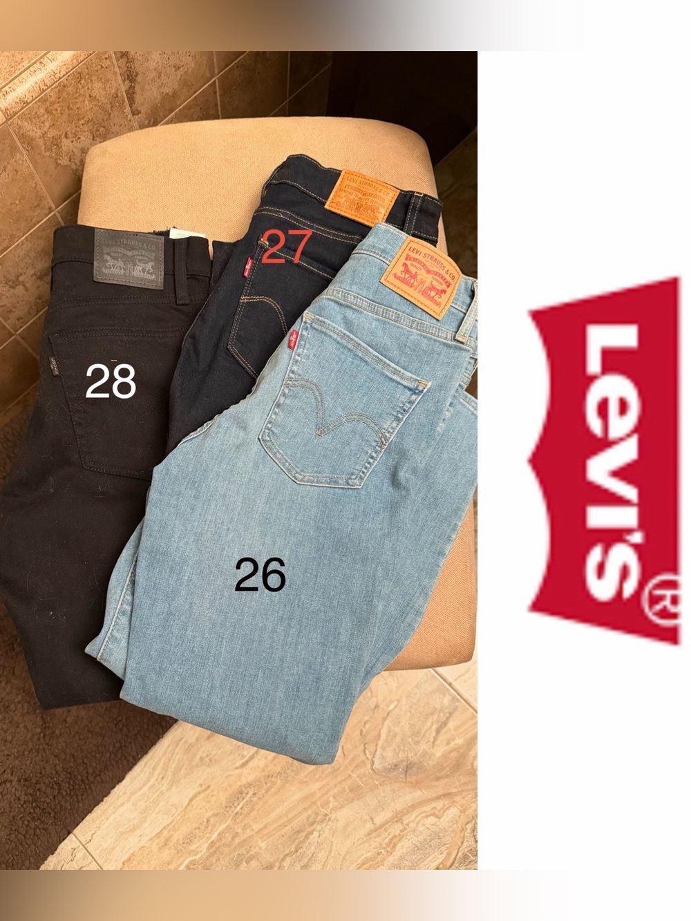 Levi's Slim Jeans Trio — Light Blue, Dark Blue, Black